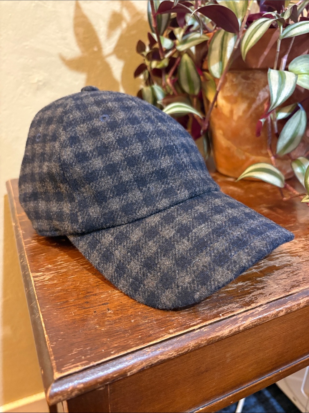 Banana Republic Wool Blend Plaid Baseball Cap Adjustable One Size